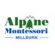 Alpine Montessori Millburn logo with a tree and mountain design.