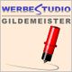 Logo des Werbestudios Gildemeister mit rotem Stift, der eine Linie zieht.