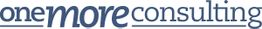 Logo mit der Aufschrift "one more consulting" in blau auf weißem Hintergrund.