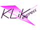 Logo mit rosa Blitz und Text "KLiK express" in schwarzer und rosa Schrift.