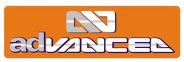 Logo com texto "advanced" em fundo laranja.