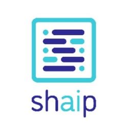 Logo with lines and dots inside a square, "shaip" text below in blue and teal.