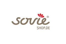 Logo mit Schriftzug "sovie" und rotem Akzent, darunter "SHOP.DE".