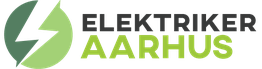 Logo med teksten "Elektriker Aarhus" og et grønt lynmotiv.