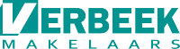 Logo van Verbeek Makelaars met groene tekst en een witte pijl in een groene driehoek.