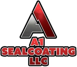 Logo with a red and gray "A", reading "A1 Sealcoating LLC" in bold red and black letters.