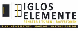 Logo von Iglos Elemente: Fenster, Türen, Raffstores, Planung, Montage, Wartung und Pflege.