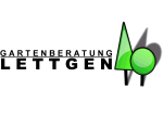 Logo mit Text "Gartenberatung Lettgen" und grünen geometrischen Formen auf weißem Hintergrund.