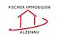 Logo von Fischer Immobilien Alzenau, mit roter Hauslinie und Schriftzug.