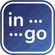 Blaues Logo mit der Aufschrift „in go“ und Brailleschrift-Punkten dazwischen.