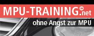 Banner mit Text: "MPU-TRAINING.net, ohne Angst zur MPU".