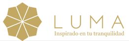 Logotipo dorado de LUMA con el texto "Inspirado en tu tranquilidad".