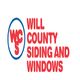 Logo with "WCS" and "Will County Siding and Windows" in red text, encircled partially in blue.