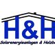 Logo von H&H: Ein blaues Hausdach über den Initialen, mit Text "Solarenergieanlagen & Holzbau".