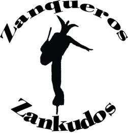 Silueta de un zanquero rodeada por el texto "Zanqueros Zankudos".