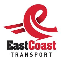 Logo of East Coast Transport with a stylized red "E" and black and red text.