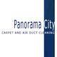 Logo for "Panorama City Carpet and Air Duct Cleaning" with blue design elements.