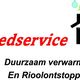 Logo met tekst: "Spoedservice, Duurzaam verwarmen en Rioolontstoppen" met groen blad en druppel.