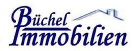 Logo: "Büchel Immobilien" in blauer Schrift mit stilisiertem Hausdach oben rechts.
