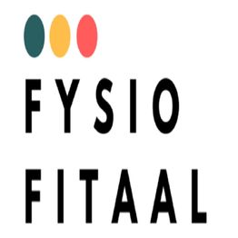 Logo met tekst "Fysio Fitaal" en drie gekleurde stippen erboven: groen, geel, rood.