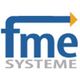 Logo mit blauer Aufschrift "fme" und grauem "SYSTEME", gelber Pfeil zeigt nach rechts.
