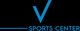 Blue "V" with "Sports Center" text on a black background.