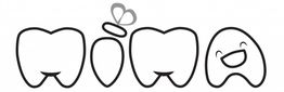 Dibujo de cuatro dientes en fila, uno con anillo y otro sonriente.