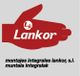 Logo de Lankor con una mano roja y el texto en español y euskera sobre montajes integrales.