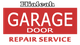 Red and white logo for Hialeah Garage Door with black text on top.