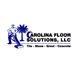 Logo of Carolina Floor Solutions, LLC with a worker, palm tree, and floor polisher.