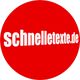 Roter Kreis mit weißem Text "schnelletexte.de" in der Mitte.