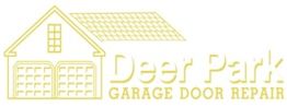 Outline of a house and "Deer Park Garage Door Repair" text in light yellow.