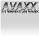 Schwarzes Logo mit weißem Schriftzug "AVAXX SYSTEMDIENSTLEISTUNGEN" auf grauem Hintergrund.