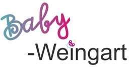 Text: "Baby-Weingart" in bunten Farben mit einem Schnuller-Design.