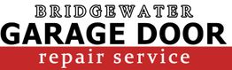 Bridgewater Garage Door Repair Service logo with red and black text on a white and red background.