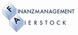 Logo mit Würfeln und Text: Finanzmanagement Faierstock.