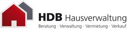 Zwei Häuser, Text: "HDB Hausverwaltung - Beratung, Verwaltung, Vermietung, Verkauf".