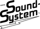 Logo mit den Worten "Sound-System" in schwarzer Schrift und einem stilisierten Blitz darunter.