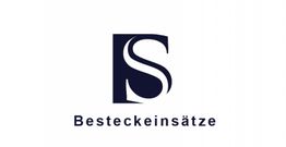 Logo mit Buchstaben "S" und dem Wort "Besteckeinsätze" darunter, in dunkelblauem Design.