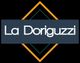 Logo con scritta "La Doriguzzi" su sfondo nero, contornato da rombo arancione e verde.