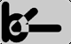 Schwarzes "b" Logo auf grauem Hintergrund.