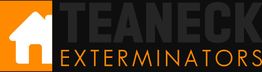 Logo of Teaneck Exterminators with a white house icon on an orange square background.