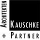 Architekten Kauschke + Partner Logo mit schwarzem Quadrat und weißer Schrift.