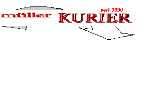 Logo des "müller KURIER" mit einem Bleistift und der Jahreszahl "seit 1933" in roten Lettern.