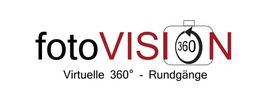 "FotoVISION-Logo mit Schriftzug: Virtuelle 360°-Rundgänge."