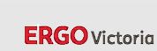 Logo mit rotem Text "ERGO" und grauem Text "Victoria" auf grauem Hintergrund.