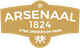 Logo van Arsenaal 1824 met de tekst "Eten, drinken en meer" in een goudkleurige banner.