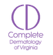 Logo of Complete Dermatology of Virginia in purple text with a stylized “CD” above.