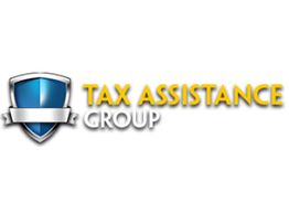 Logo with a blue shield and text: "Tax Assistance Group."