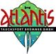 Logo mit "Atlantis" und "Tauchsport Brüner GmbH" über einem stilisierten Rochen.
